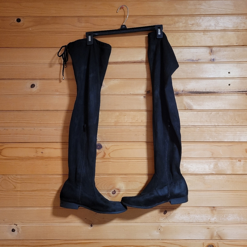 Refresh Black Over-the-Knee Boots, Size: 8